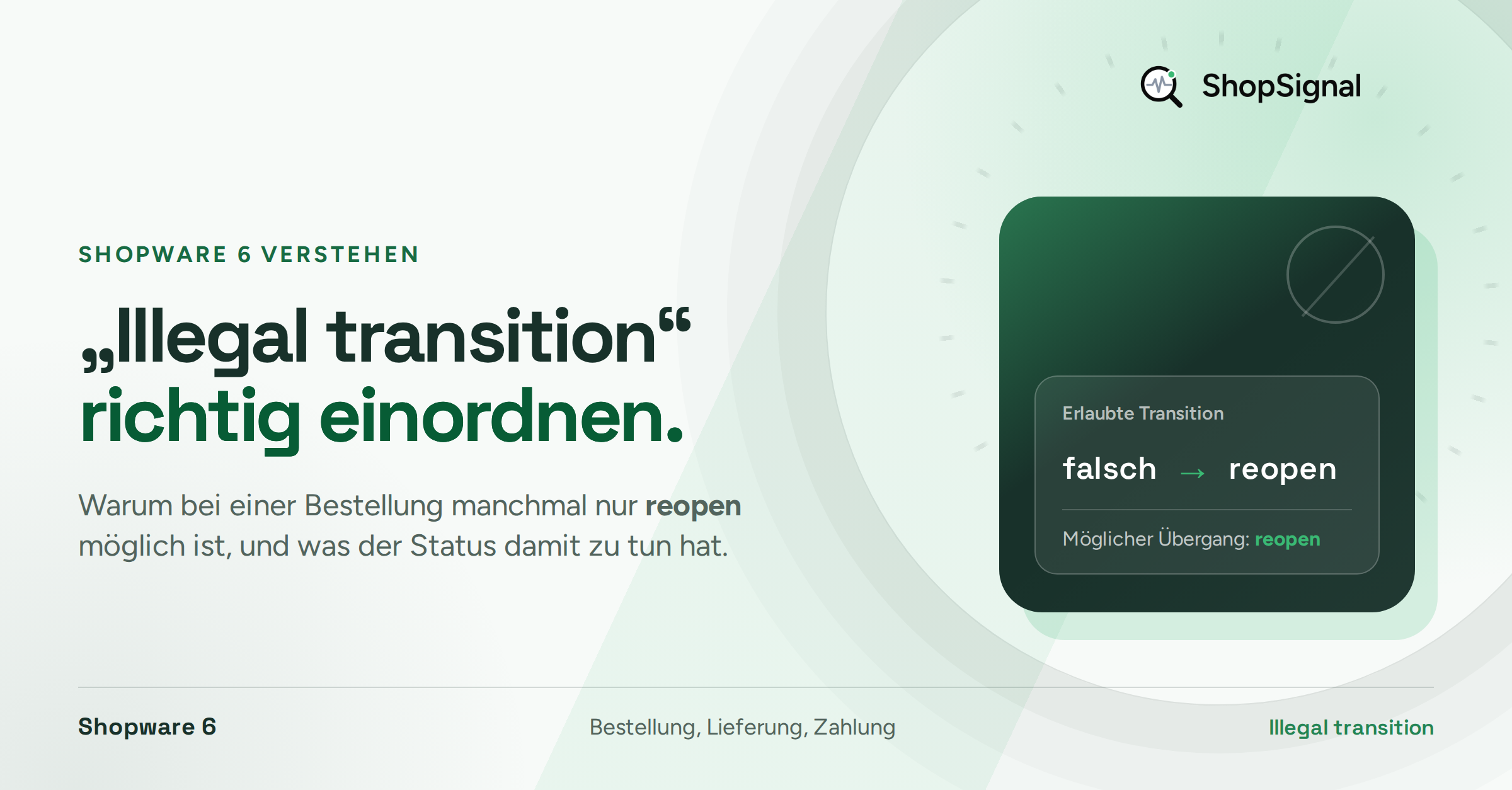 Shopware 6: „Illegal transition … Possible transitions are: reopen“ verstehen und abstellen